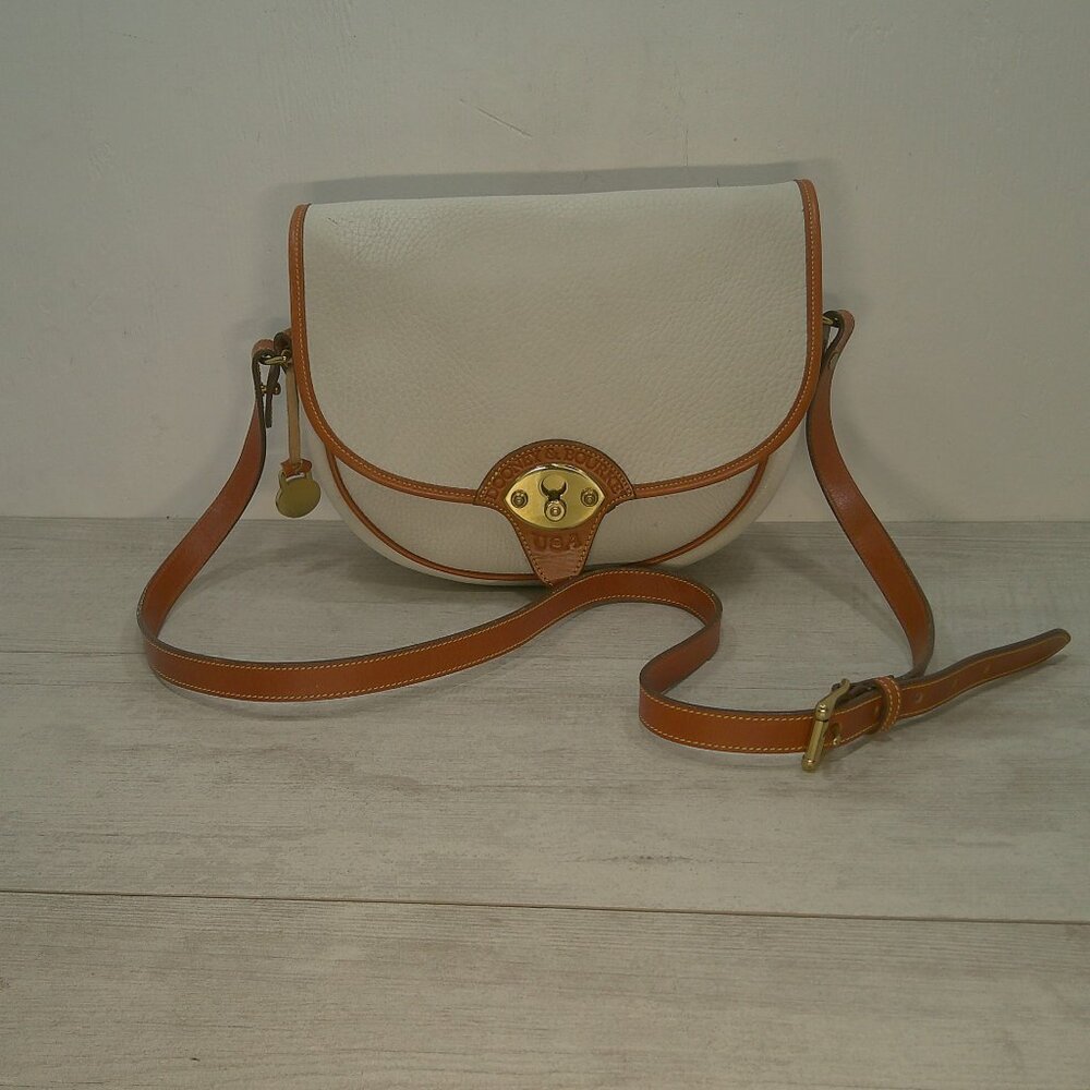 Vintage Dooney & Bourke Cavalry/Saddle Crossbody Bag Bone Leather Bag Pocketbook - Picture 2 of 14
